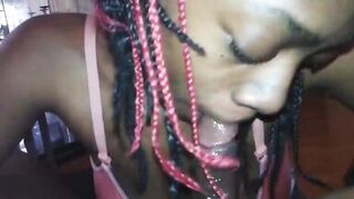 busty ebony milf gives bbc a nice wet blowjob and deepthroat