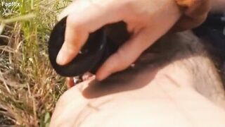 Sexy Hairy Biker Milf With Anal Plug Fucks Herself Outdoors In Nature