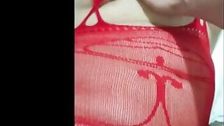 My chubby wife in red fishnets - 15 image