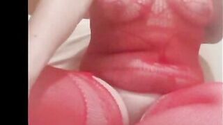 My chubby wife in red fishnets - 3 image