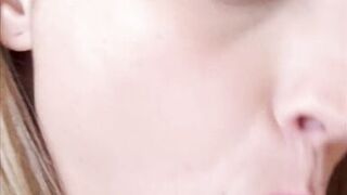 She fills my mouth with cum, delicious blowjob, hot wife