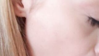 She fills my mouth with cum, delicious blowjob, hot wife