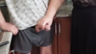 Mother-in-law jerks off to a cumshot before lunch