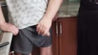 Mother-in-law jerks off to a cumshot before lunch