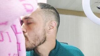 stepmother helps stepson study anatomy