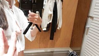 Sexy brunette with pussy trying on clothes. Hairy pussy, big hairy breasts, big nipples. Sexy mom massages ass. Hairy - 13 image