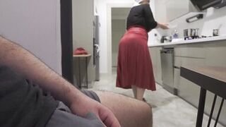 Caught jerking off while watching my Huge ass Hijab Stepmom. - 2 image