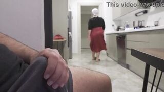 Caught jerking off while watching my Huge ass Hijab Stepmom. - 7 image