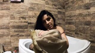 Milfycalla- Pee Play in Bathtub While Wearing a Fur Coat and Pantyhose 198