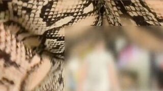 Sexy girl walks without panties and flashes her tits