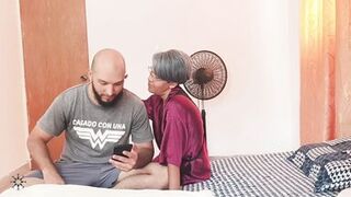 My stepbrother caught me masturbating in the middle of a video call and helps me finish - Porn in Spanish. I'm in my room on a v - 2 image