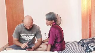 My stepbrother caught me masturbating in the middle of a video call and helps me finish - Porn in Spanish. I'm in my room on a v - 3 image