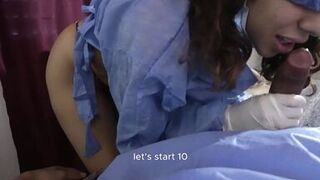 Nurse takes a sample of my semen with a blowjob