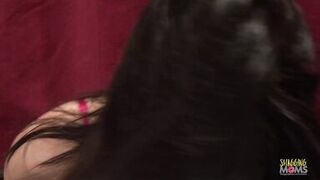 Wearing lingerie gives the brunette milf with natural boobs the courage to get railed and receive a facial