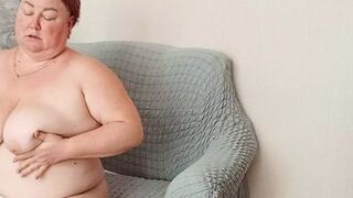 neighbor with big tits caresses herself sucks dick and gets cum on tits