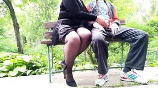 Naughty milf is happy to help me cum in nature