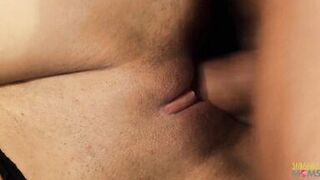 Blonde MILF in black stockings gets eaten and dicked by a fireman