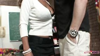 Mrs Demi Delia teaches a guy in evening school how to fuck her pussy raw