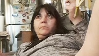 slut milf eats banana from her pussy