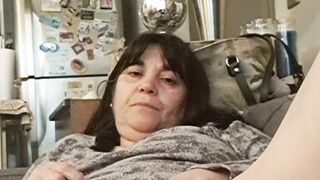 slut milf eats banana from her pussy