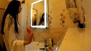 All Natural Big Tits Big Ass Hot Brunette Babe comes for a Fashion Lingerie Try on Shooting turns into a Porn Casting - 1 image