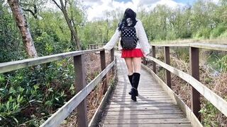 Nicky Brill no panties in public park and peeing - 10 image