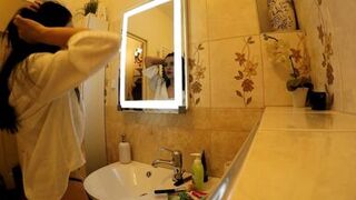 All Natural Big Tits Big Ass Hottest Brunette MILF Babe Fake Photoshoot Ends up with Cumming on Tits