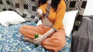 Pakistani Housewife Inserting Large Cucumber in Her Tight Pussy