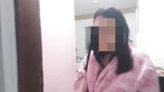 Stepson catches stepmother masturbating her ass