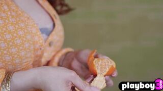 Huge natural tits redhead MILF Minxie posed naked after passion striptease - 3 image