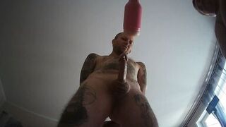 stepson masturbates dick with a sex machine