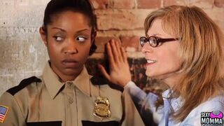 SEXYMOMMA - Ebony prison guard strapon fucked in the ass