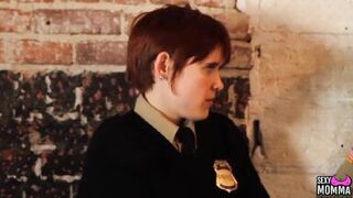 SEXYMOMMA - Ebony prison guard strapon fucked in the ass