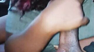 Getting my dick sucked in the driveway