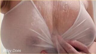 Wifey has amazing tits for wet shirt braless