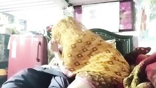 Indian aunty has a cock in mouth and ass