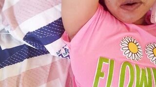 WIFE !! She puts her fingers in her vagina and gets creamy milk while waiting for her cheating husband to fuck her