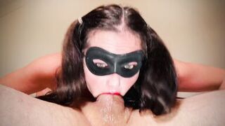 Deep Throating Sub Slut stares at you as she gags on someone else's cock