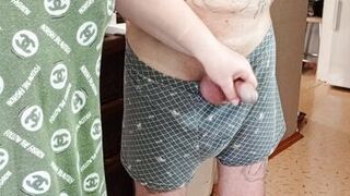 Stepmom gives a deep blowjob jerks off a dick to a cumshot