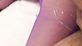 Sexy Purple Bodystocking Cumshot - 13 image