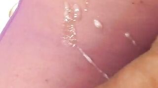 Sexy Purple Bodystocking Cumshot