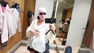 Hot amateur wife tries on clothes in dressing room. Sexy latina hairy pussy, big tits, big ass, big nipples. - 11 image