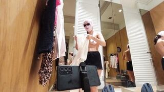 Hot amateur wife tries on clothes in dressing room. Sexy latina hairy pussy, big tits, big ass, big nipples. - 14 image