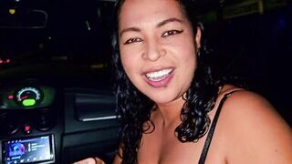Ubersex in the city of Medellin, Colombia. Hot wife giving a blowjob in car, she sucks cab driver's cock, her cuckold husband records his slutty wife with unknown man
