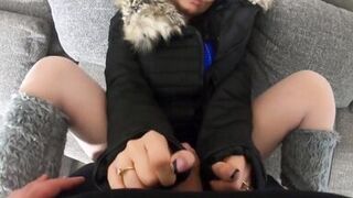 Milfycalla- Prev-a Lot of Cum on My Old Black Fur Downjacket 177