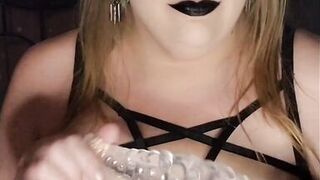Halloween Special black lipstick solo anal fuck with big clear dildo - 3 image