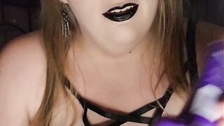 Halloween Special black lipstick solo anal fuck with big clear dildo