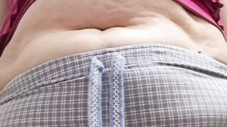 Wife cleaning her hairy pussy