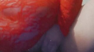 In Lace Red Dress Playing with My Pussy