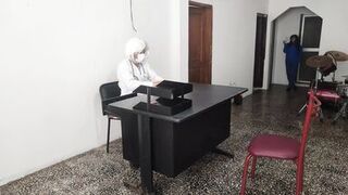 THE DOCTOR HAS SEX WITH HIS SECRETARY IN THE CUSTOMER SERVICE OFFICE. SHE RIDES HIM VERY SENSUALLY ON THE DESK AT WORK - 2 image